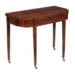A near pair of George III mahogany and inlaid tea tables, circa 1790  A near pair of George III