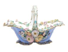 A Coalport porcelain blue-ground flower-encrusted basket, circa 1820, 29  A Coalport porcelain