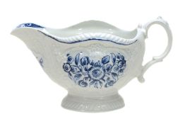 A Worcester blue and white porcelain sauceboat, circa 1770  A Worcester blue and white porcelain