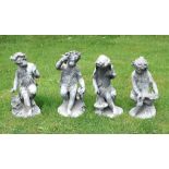 A set of four lead garden figures emblematic of the four seasons  A set of four lead garden