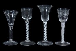 A hollow-stemmed wine glass, late 18th century  A hollow-stemmed wine glass,   late 18th century, of