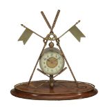 A brass sporting novelty mantel timepiece, unsigned, late 19th century  A brass sporting novelty