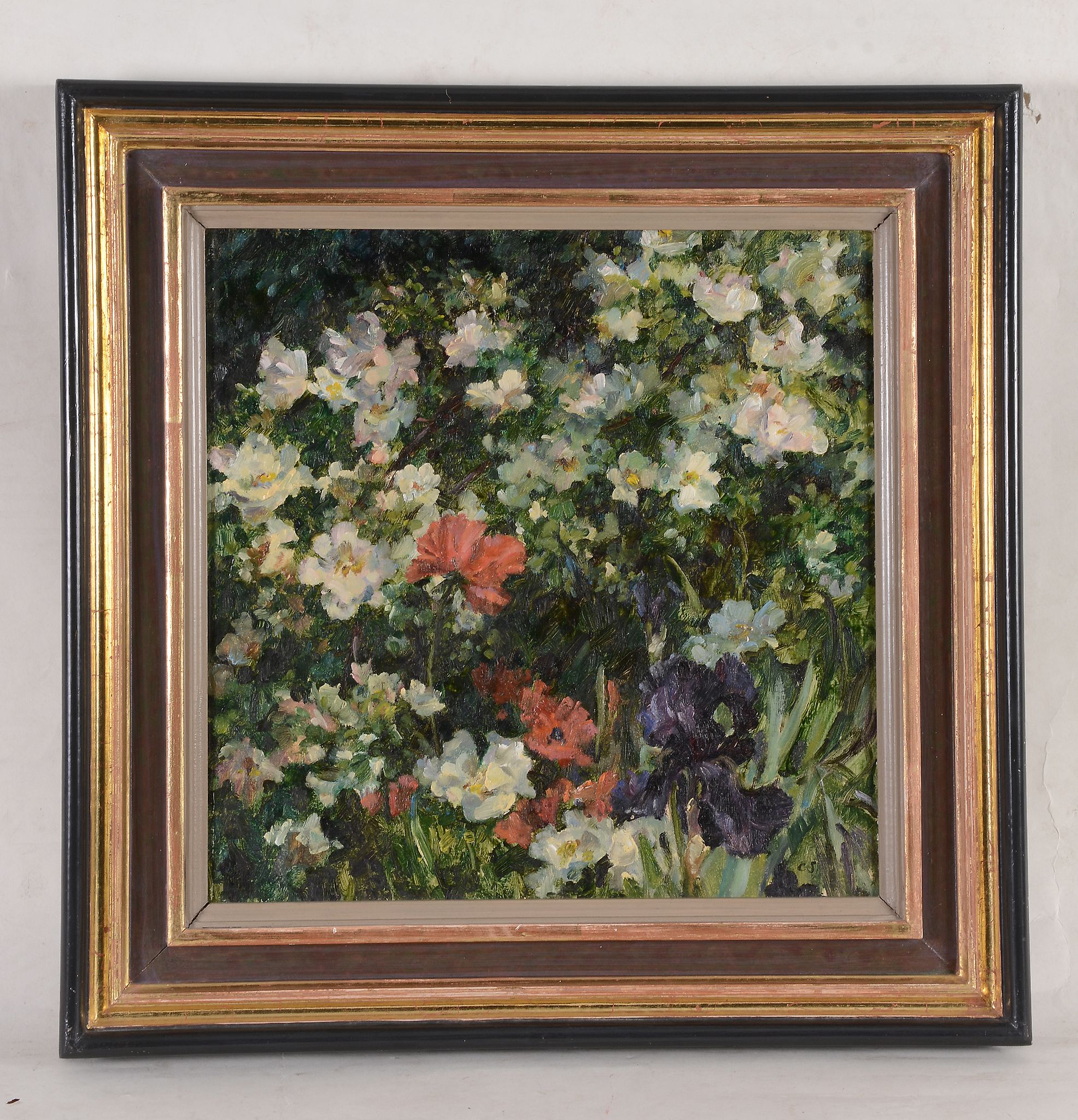 Caroline Sillars (1933-1988) - Summer Garden Oil on canvas board Initialed lower right 35.5 x 35.5 - Image 3 of 3