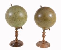 A pair of German table globes, Dietrich Reimers, Berlin, early 20th century  A pair of German