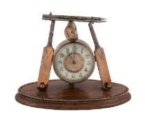 A brass sporting novelty mantel timepiece, unsigned, late 19th century  A brass sporting novelty