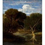 William James Muller (1812-1845) - A woodland pool with deer Oil on canvas Signed lower left