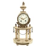 A French gilt brass mounted white marble mantel clock  A French gilt brass mounted white marble