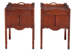 A pair of mahogany bedside commodes in George III style, 20th century  A pair of mahogany bedside