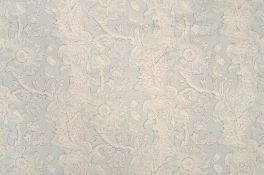 A pair of Lewis and Wood pale blue floral linen curtains , with valence  A pair of Lewis and Wood