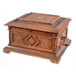 A Swiss carved and marquetry decorated walnut fifteen-inch disc music box  A Swiss carved and