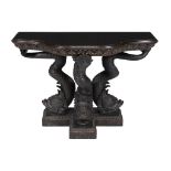 A walnut console table in Regency style, 20th century  A walnut console table in Regency style,