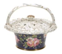 A Chamberlain's Worcester blue-ground pot-pourri basket and cover , circa 1820  A Chamberlain's