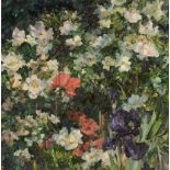 Caroline Sillars (1933-1988) - Summer Garden Oil on canvas board Initialed lower right 35.5 x 35.5