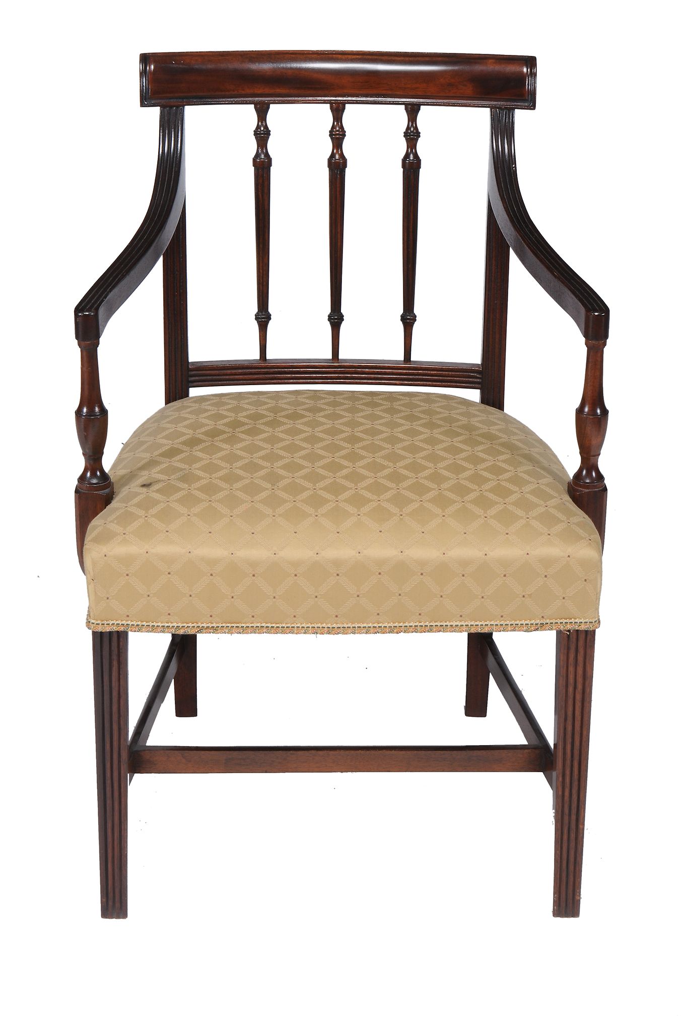 A set of fourteen Regency mahogany dining chairs , circa 1815, to include two carvers, each with bar - Image 3 of 3