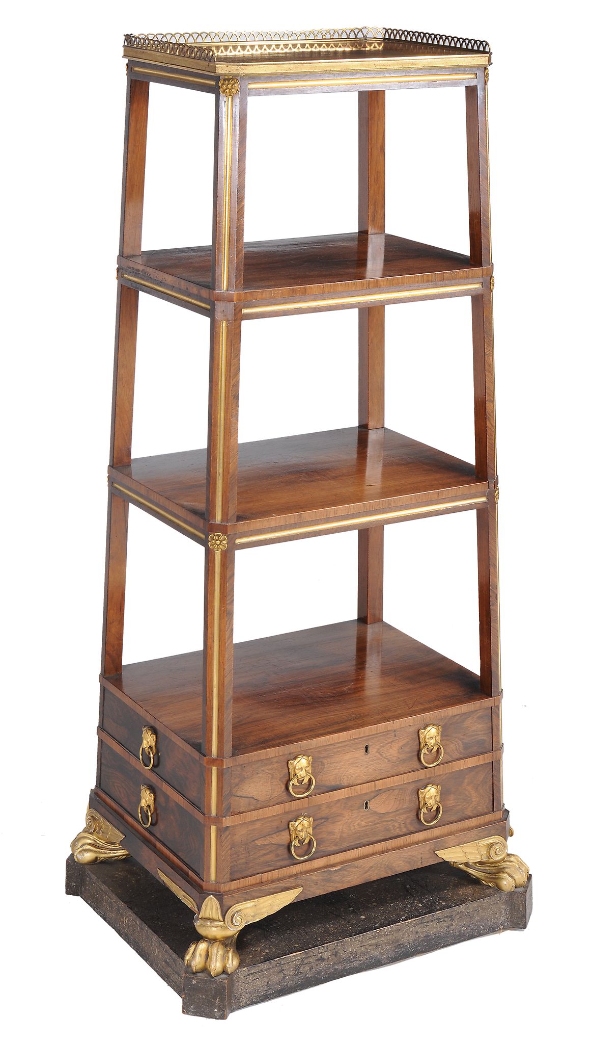 A Regency rosewood and gilt metal mounted four tier whatnot, circa 1815 - Image 5 of 5