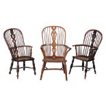 A yew, ash and elm high back Windsor armchair , second quarter 19th century