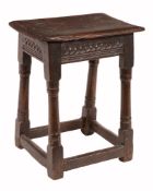 A Charles II oak joint stool, circa 1660, probably Salisbury