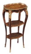 A French marquetry inlaid and gilt-bronze mounted etagere , late 19th century