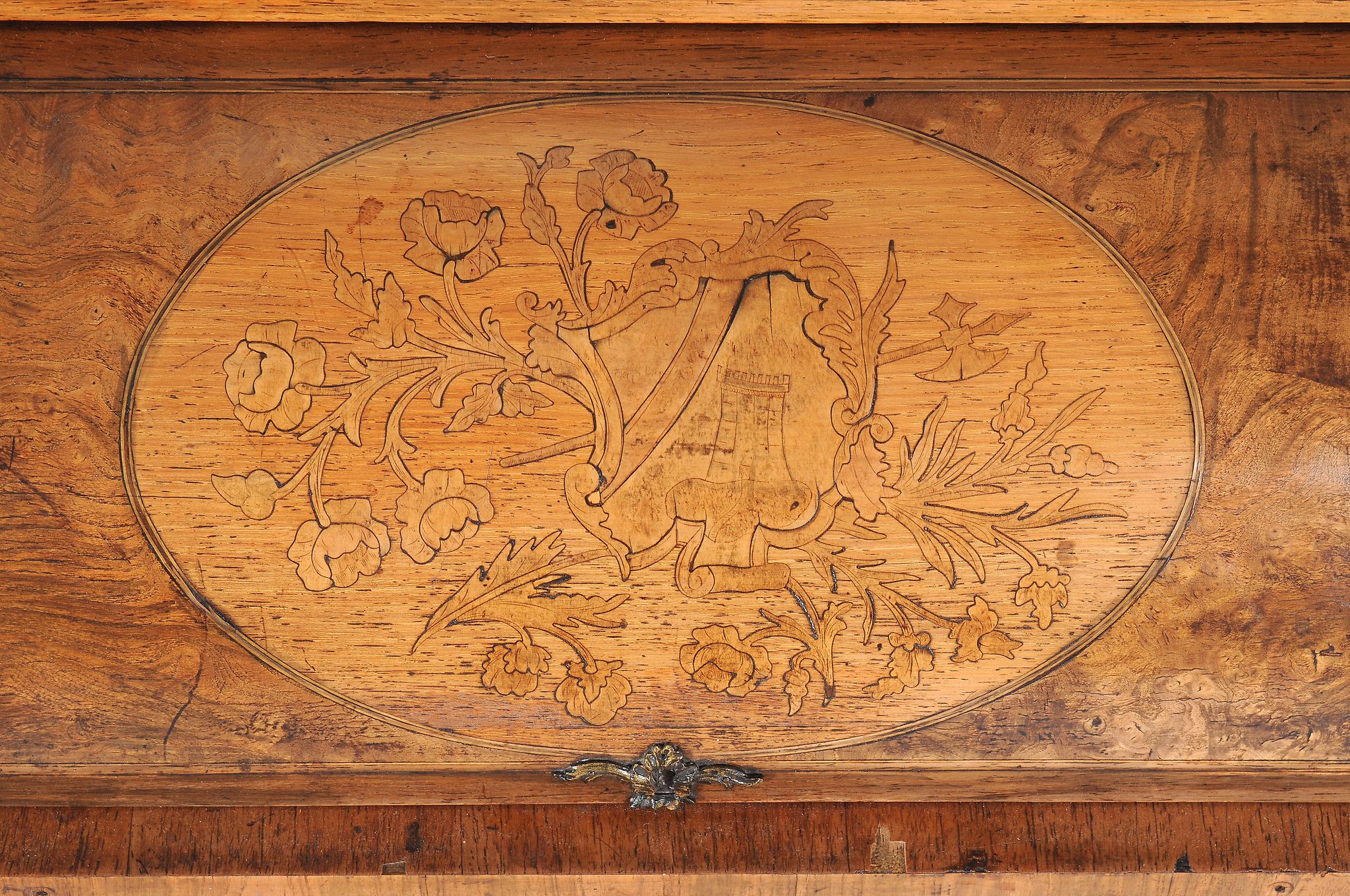 A French rosewood and floral marquetry, gilt metal mounted bureau a cylindre - Image 5 of 7