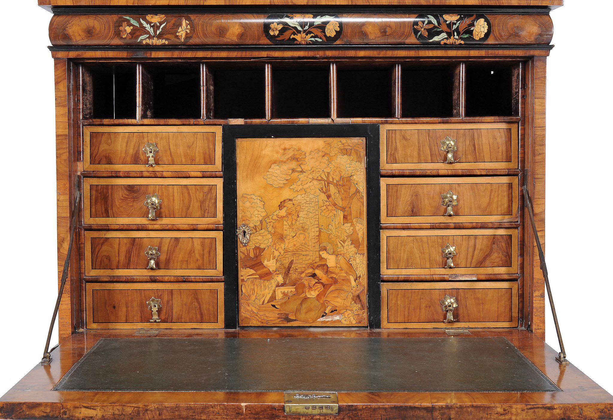 A walnut and marquetry escritoire, circa 1690 and later - Image 11 of 12