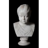 An Imperial Roman sculpted marble head of a girl, 1st - early 2nd Century A.D