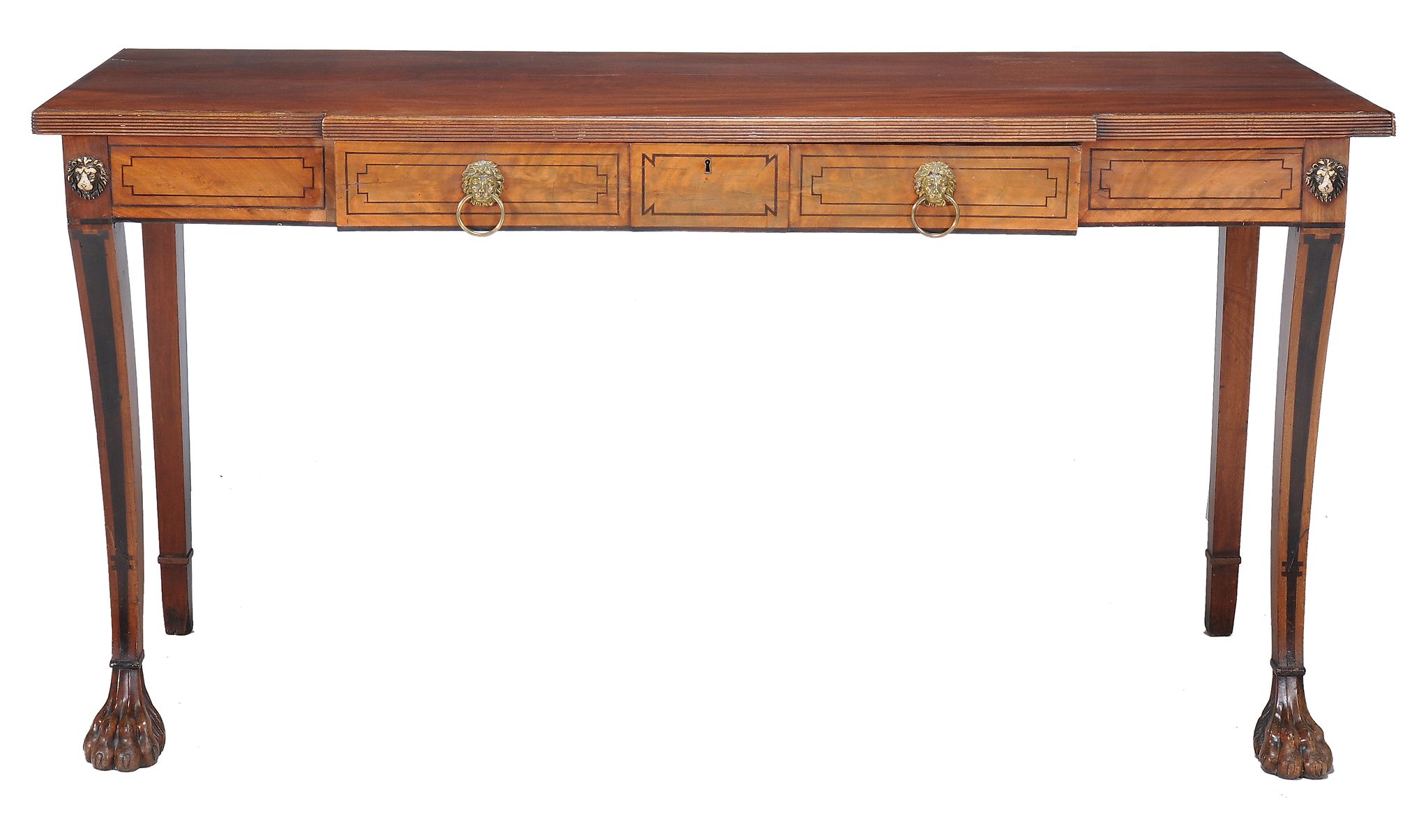 A George III mahogany breakfront serving table, circa 1800