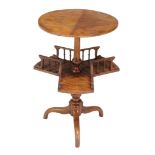 A Victorian burr walnut two tier occasional table, circa 1860