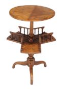 A Victorian burr walnut two tier occasional table, circa 1860