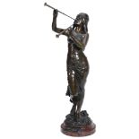 Édouard Drouot, , a patinated bronze and marble mounted model of a maiden,