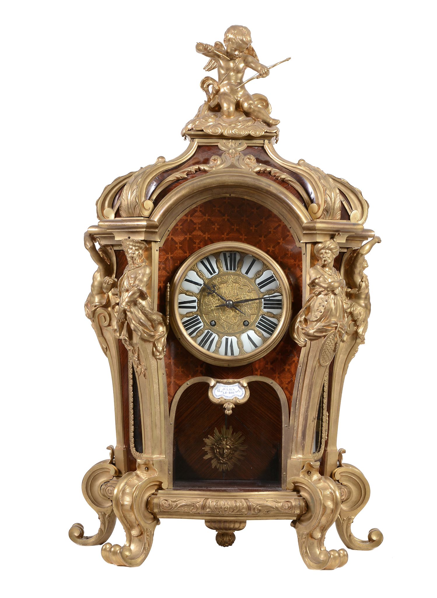 An impressive French Louis XV style ormolu mounted kingwood pedestal clock... - Image 2 of 4
