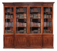 A George III mahogany breakfront library bookcase, circa 1780