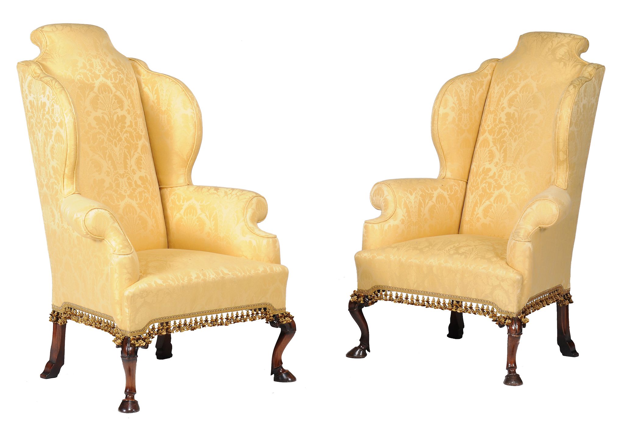 A George I walnut wing armchair, circa 1720