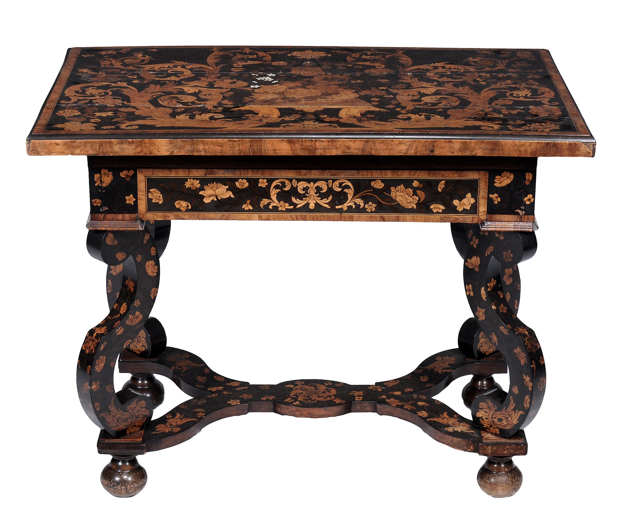 A William & Mary ebony, walnut and specimen marquetry centre table, circa 1690 - Image 4 of 4