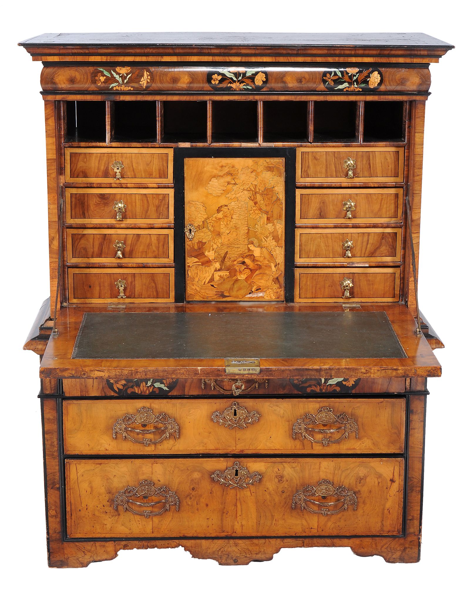 A walnut and marquetry escritoire, circa 1690 and later - Image 12 of 12