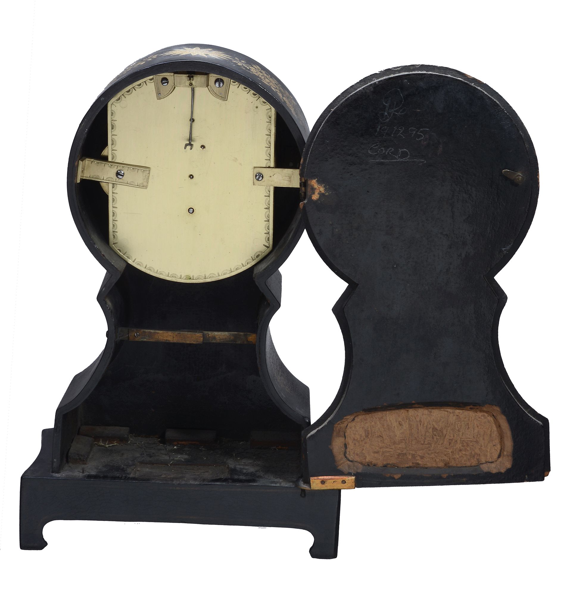 A Regency papier mache mantel timepiece Francis Shuttleworth, London - Image 3 of 4