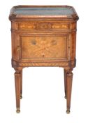 A Continental walnut, rosewood and marquetry cabinet, in Louis XVI style