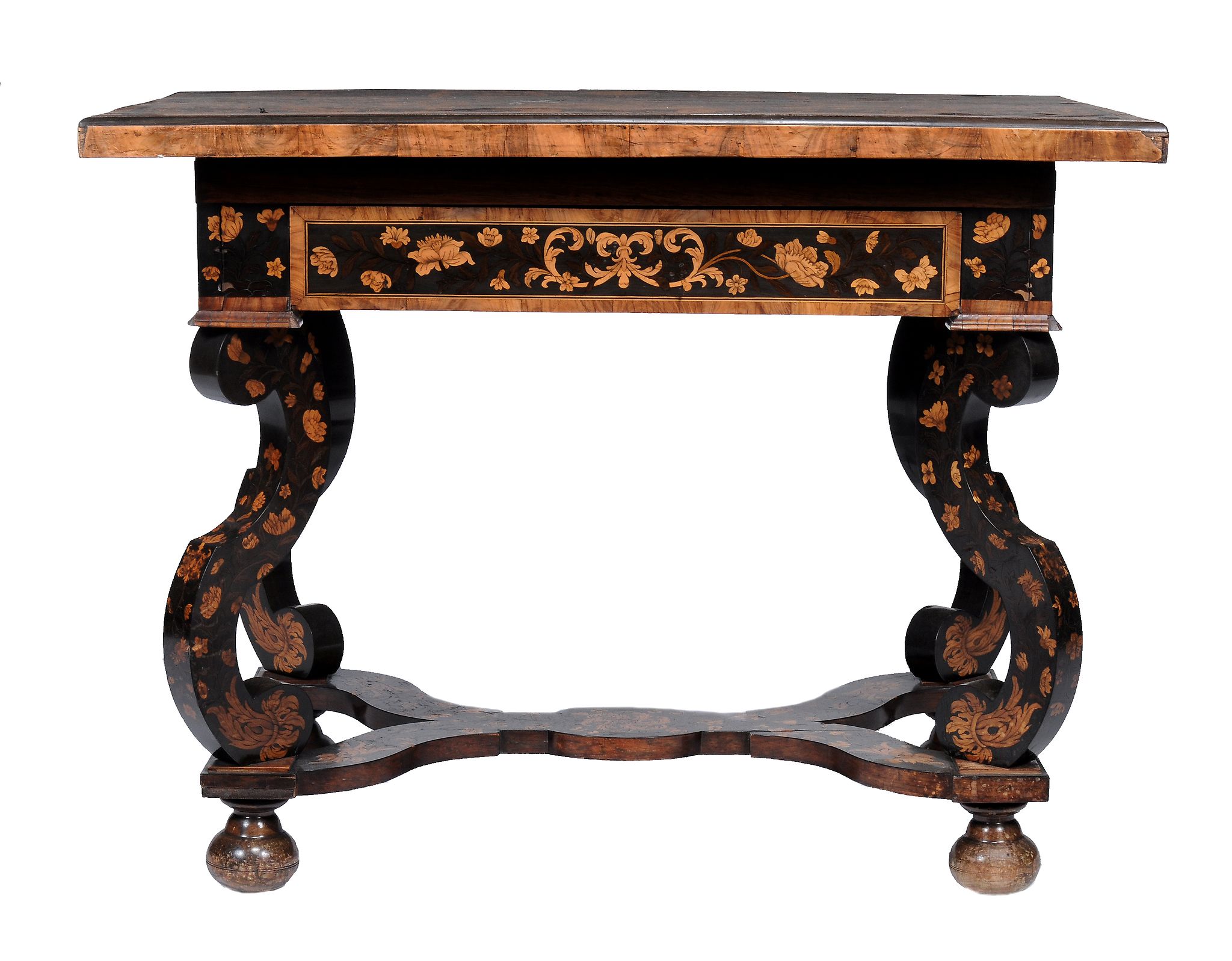 A William & Mary ebony, walnut and specimen marquetry centre table, circa 1690 - Image 2 of 4