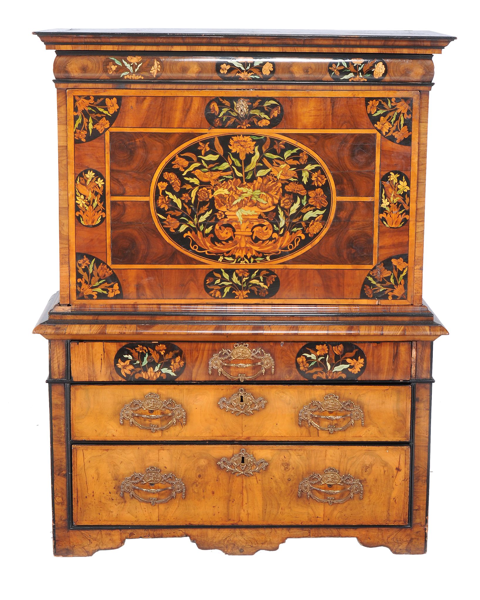 A walnut and marquetry escritoire, circa 1690 and later - Image 2 of 12