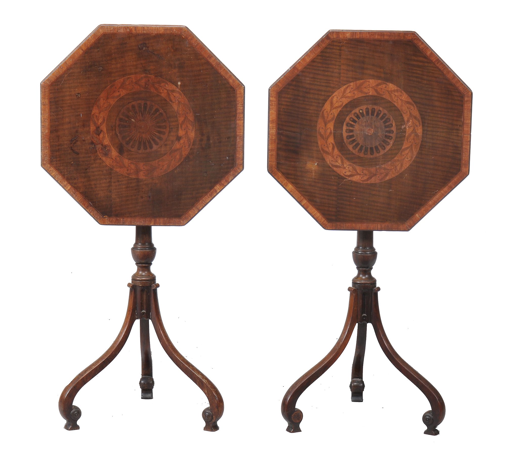 A pair of George III mahogany and kingwood crossbanded occasional tables