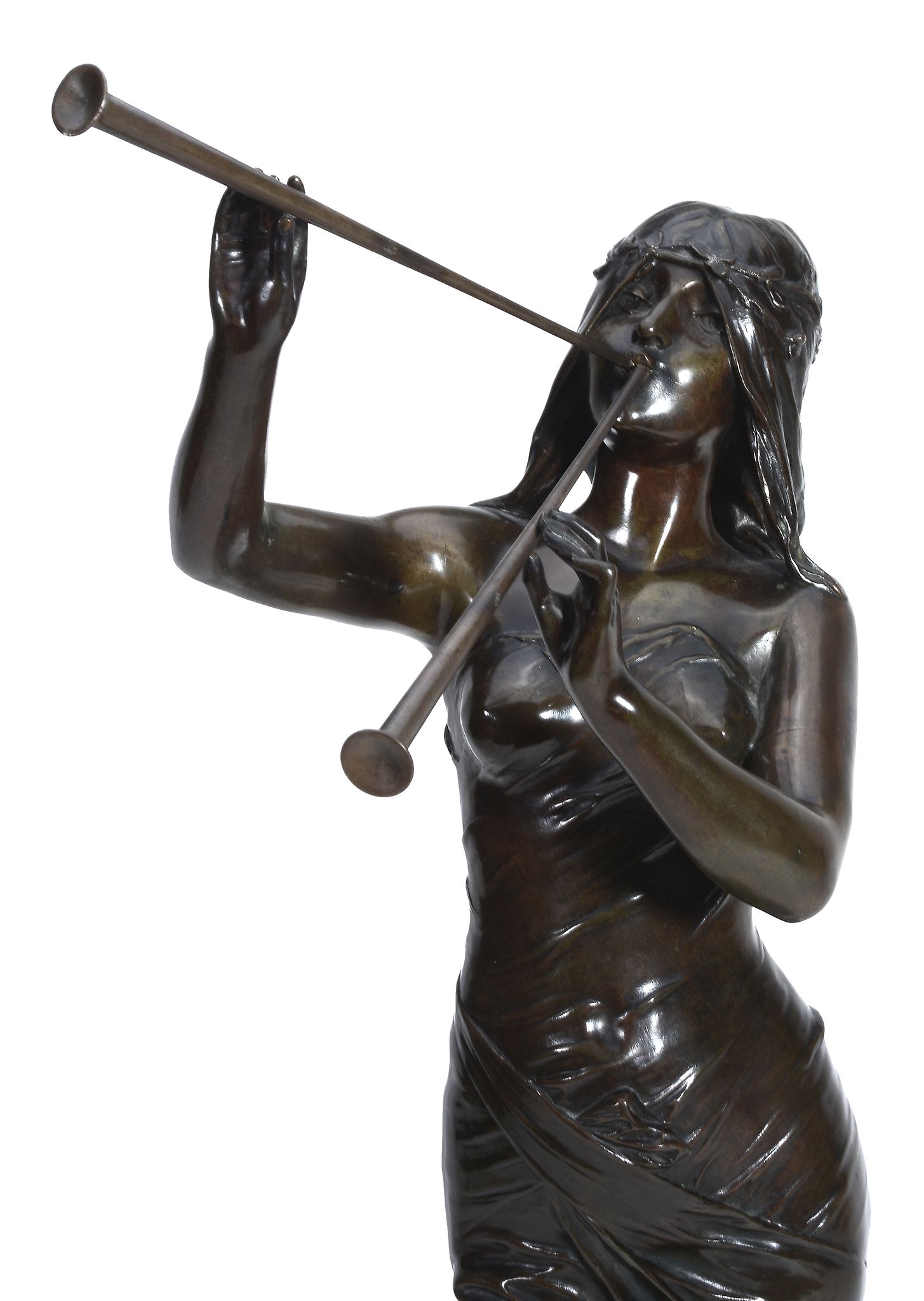 Édouard Drouot, , a patinated bronze and marble mounted model of a maiden, - Image 2 of 4