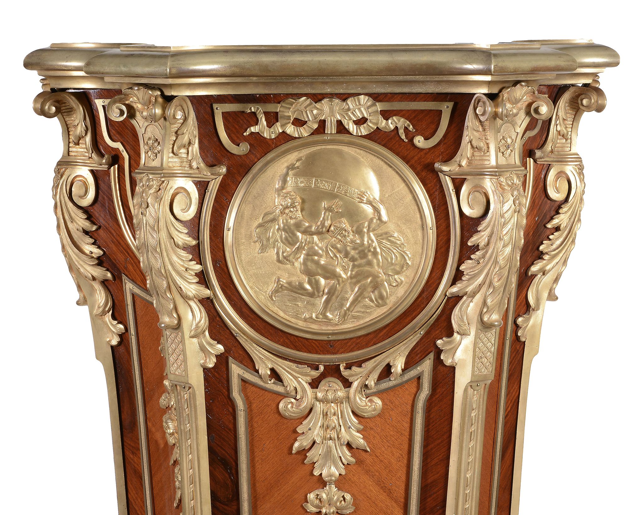 An impressive French Louis XV style ormolu mounted kingwood pedestal clock... - Image 4 of 4