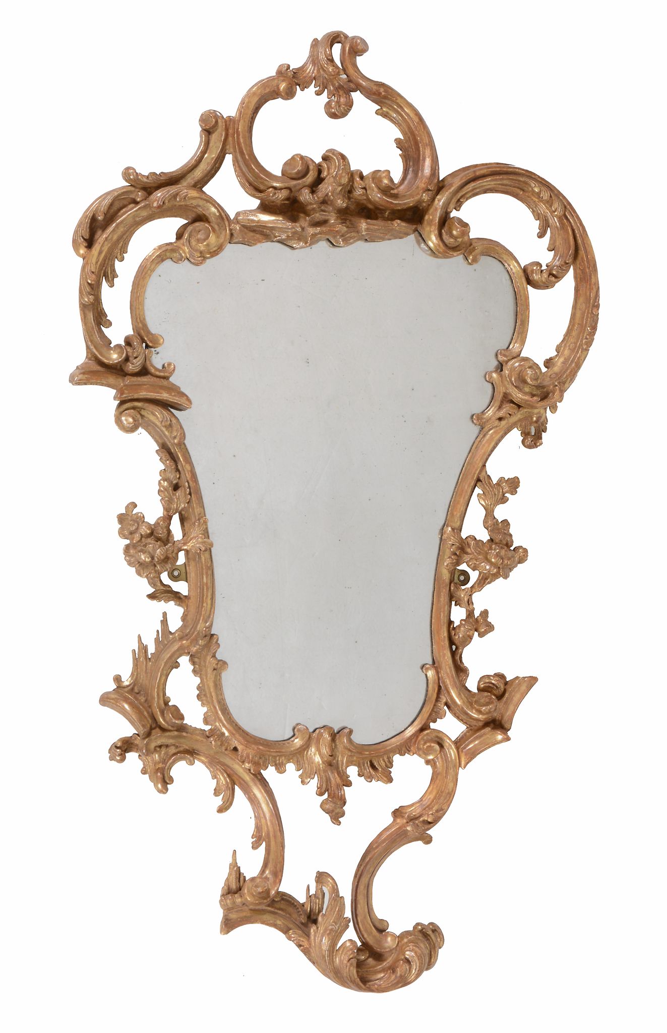 A George III carved giltwood wall mirror, circa 1760