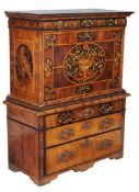 A walnut and marquetry escritoire, circa 1690 and later