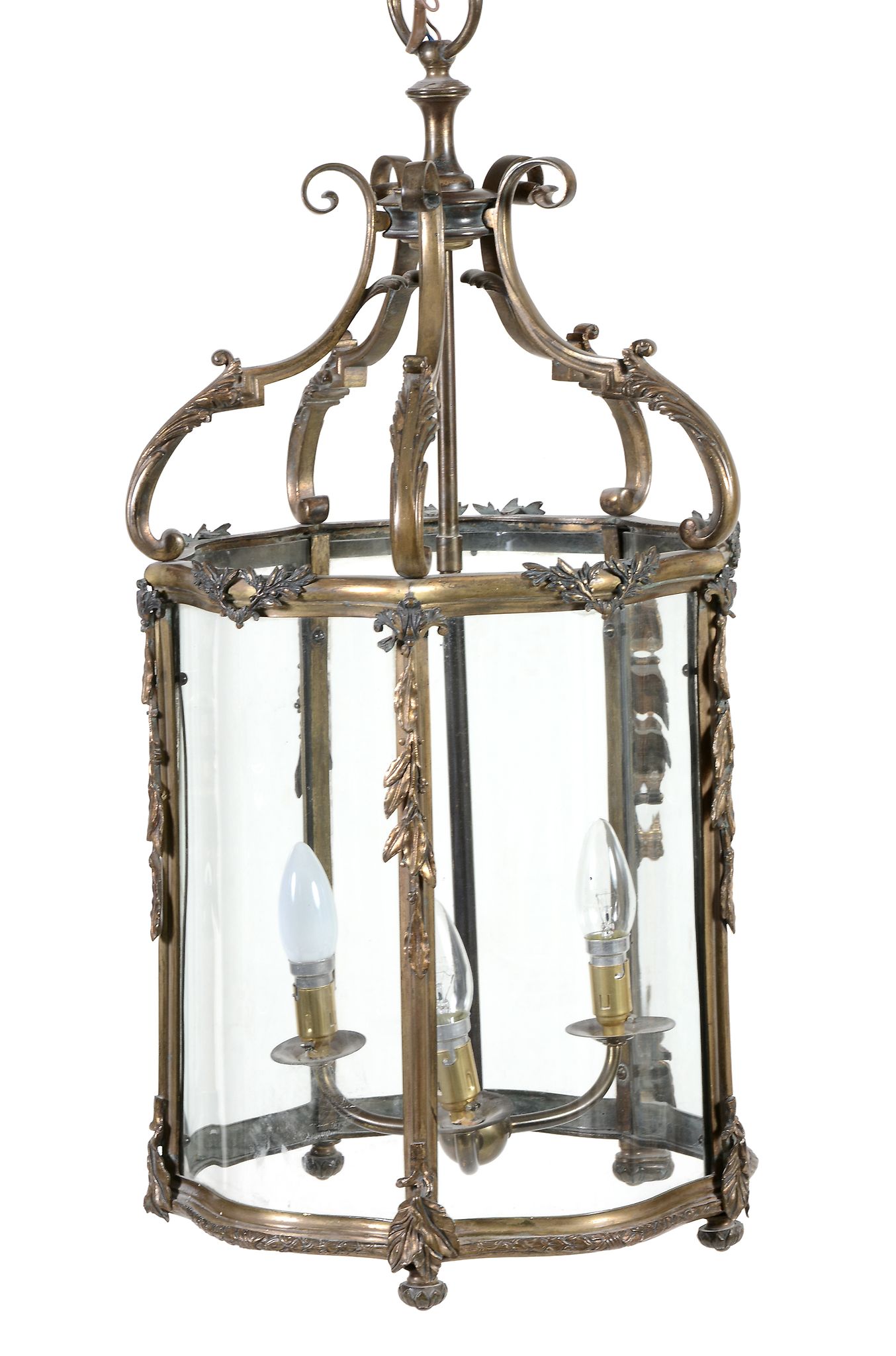 A pair of fine gilt bronze and glazed lanterns in Louis XV style, 19th century - Image 2 of 3