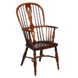 An ash and elm high back windsor armchair, stamped NICHOLSON ROCKLEY