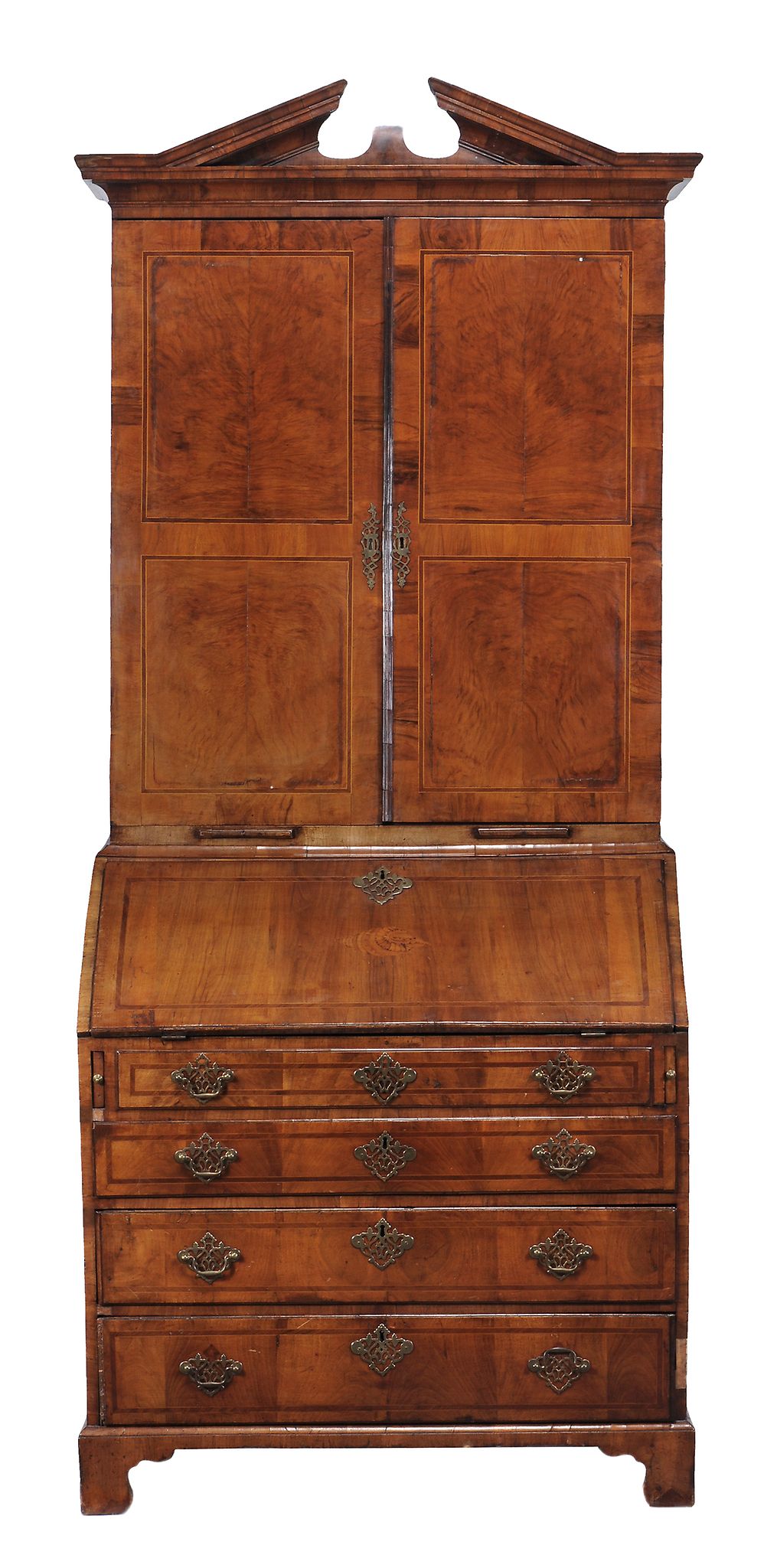 A George II walnut bureau bookcase , circa 1740