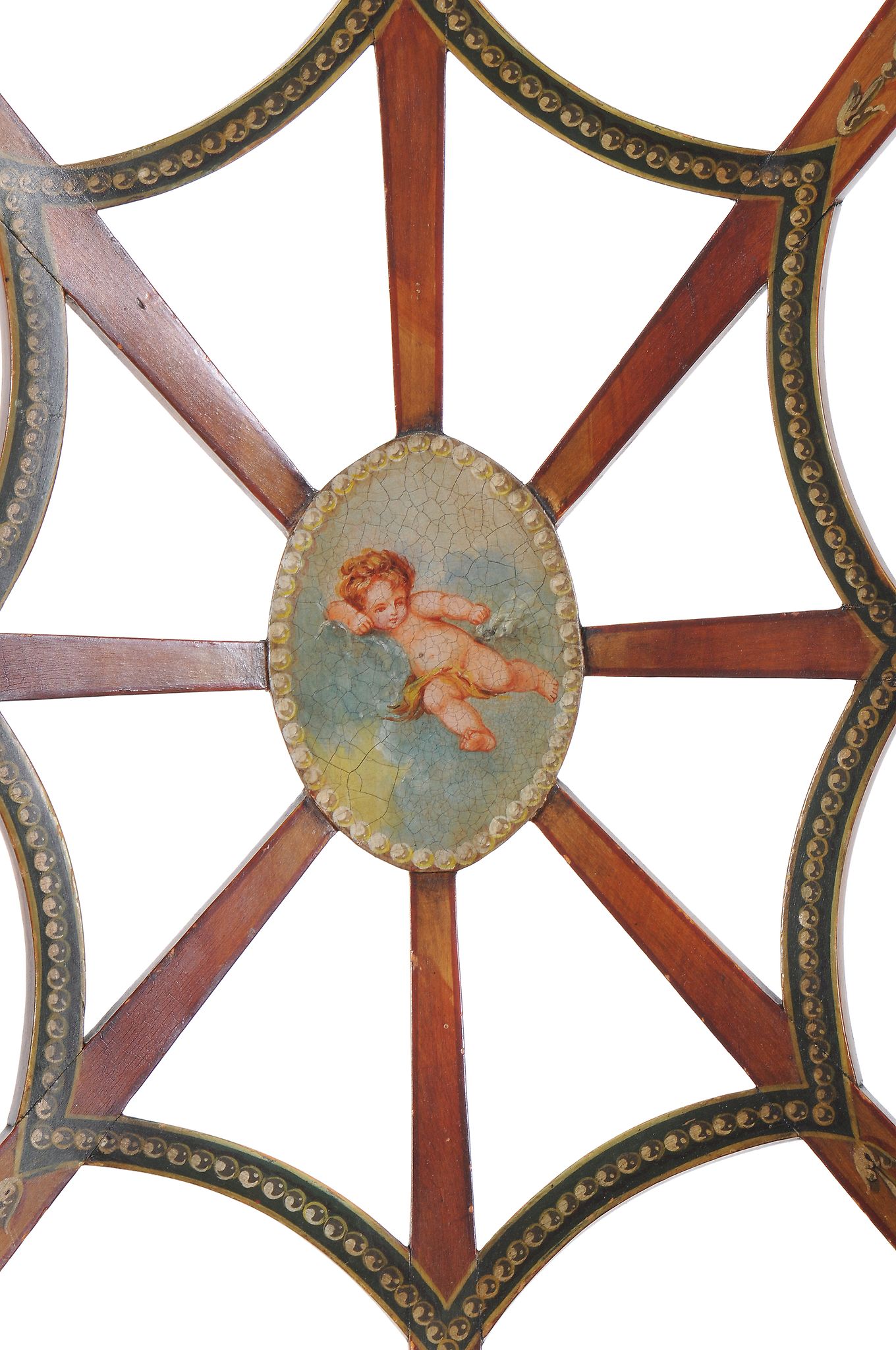 A Victorian painted beech chair back sette, circa 1890 - Image 4 of 5