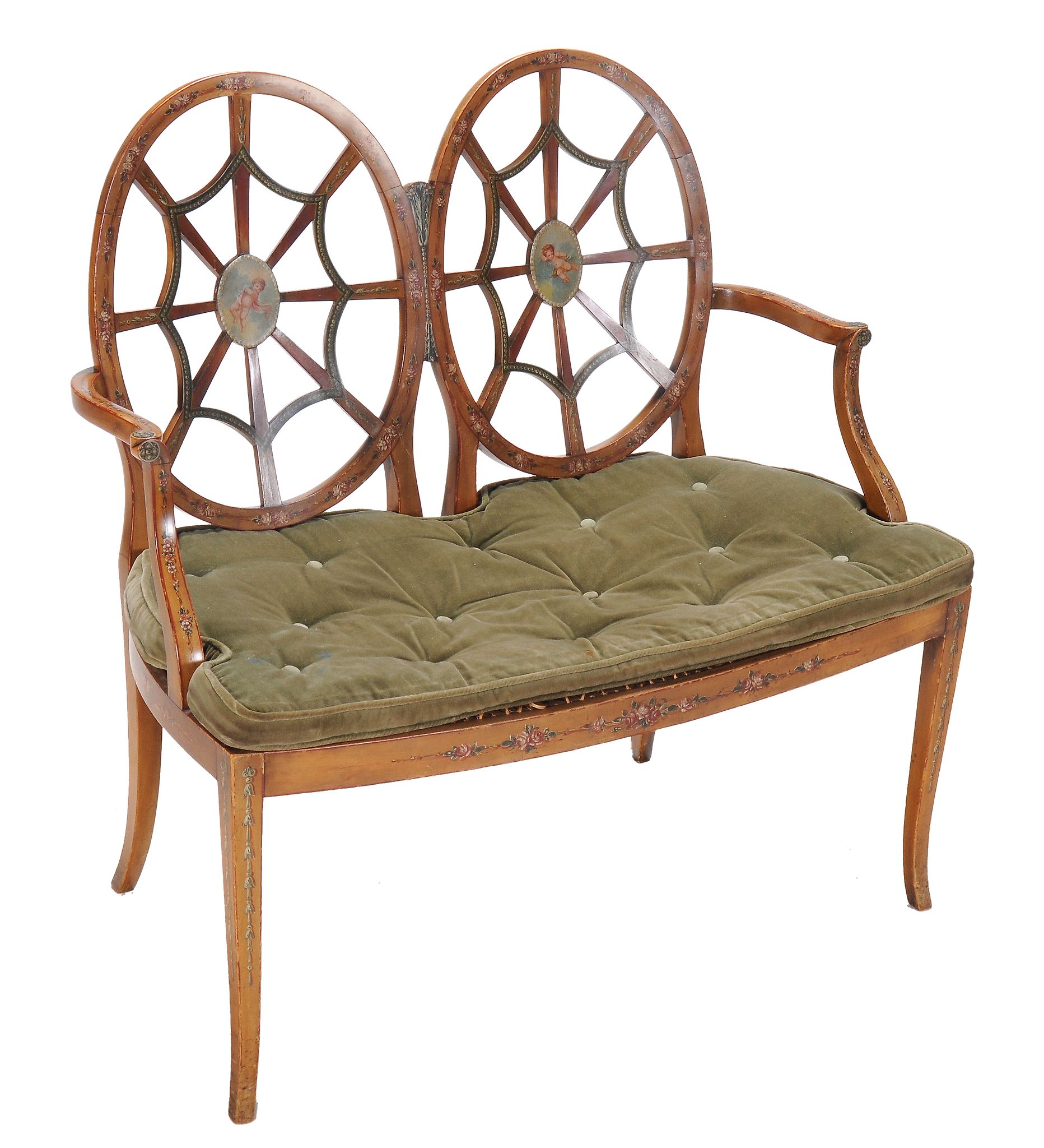 A Victorian painted beech chair back sette, circa 1890 - Image 2 of 5