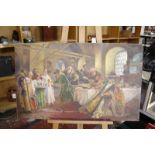 Russian School (?) (20th Century) A feast scene Oil on canvas Unsigned Unframed 56cm x 92cm