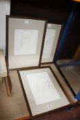 Sir Matthew Smith (1879-1959) Three drawings of Lauretta Hugo Nicholson Conte chalk on paper Each